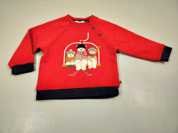 Sweat rouge , ours , ours dans télésièges. 85% coton 15% polyester