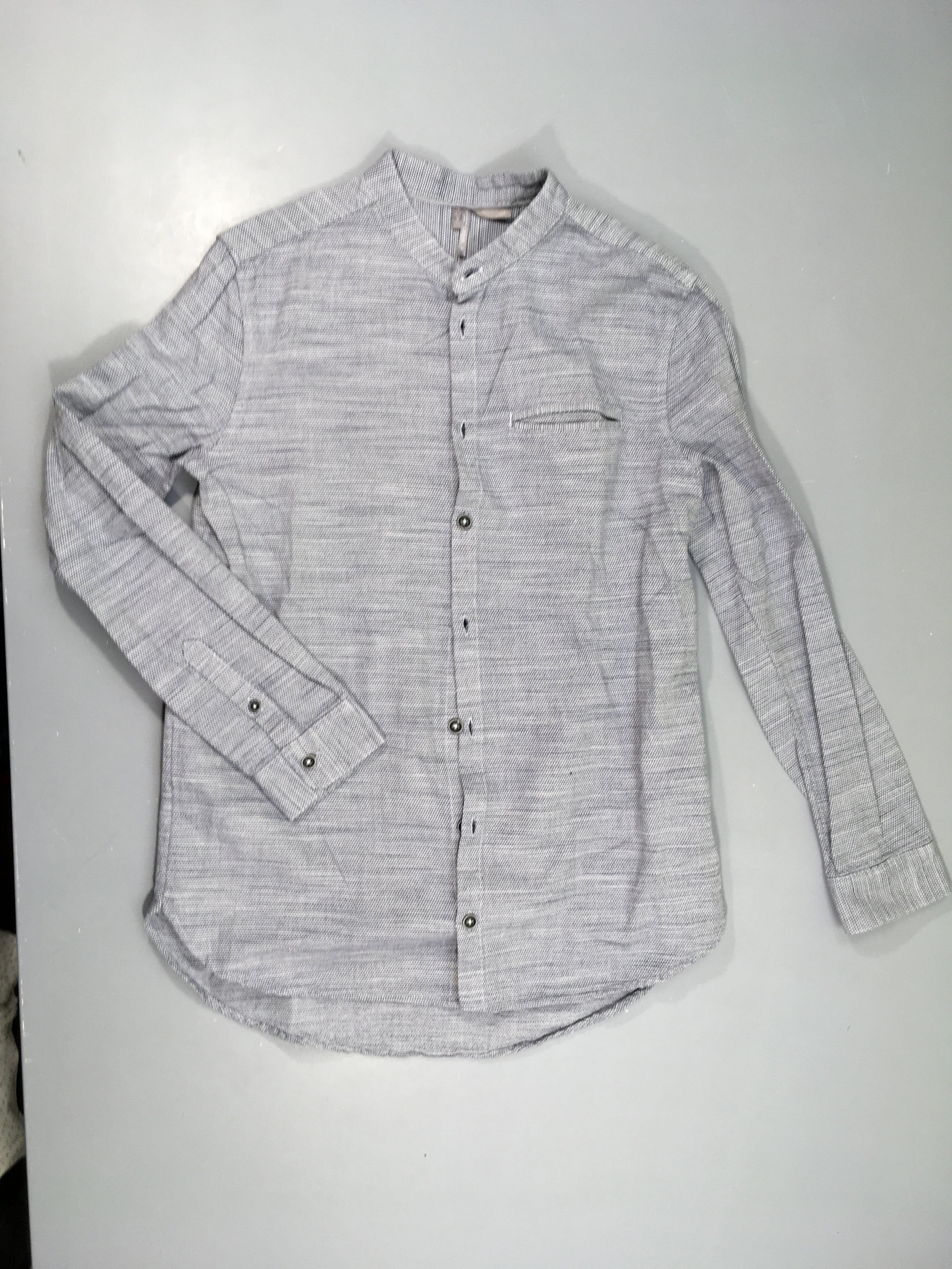 Chemise m.l gris chiné col mao