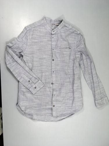 Chemise m.l gris chiné col mao, moins cher chez Petit Kiwi