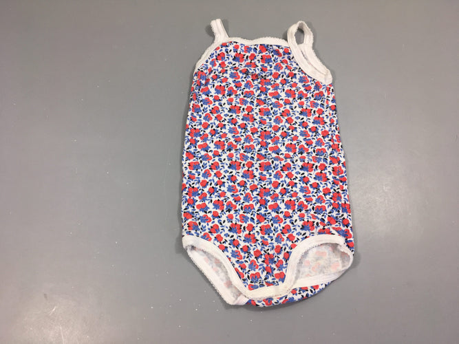 Body fines bretelles blanc fleurs, moins cher chez Petit Kiwi