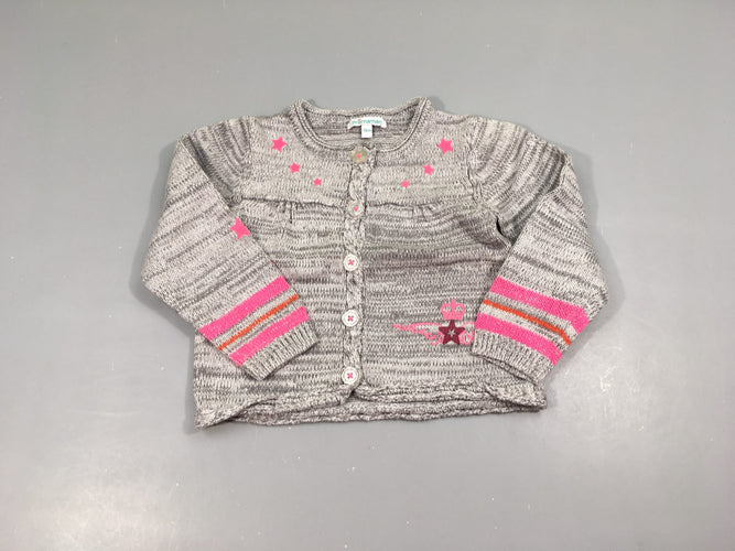 Gilet gris chiné fil argenté étoiles, moins cher chez Petit Kiwi