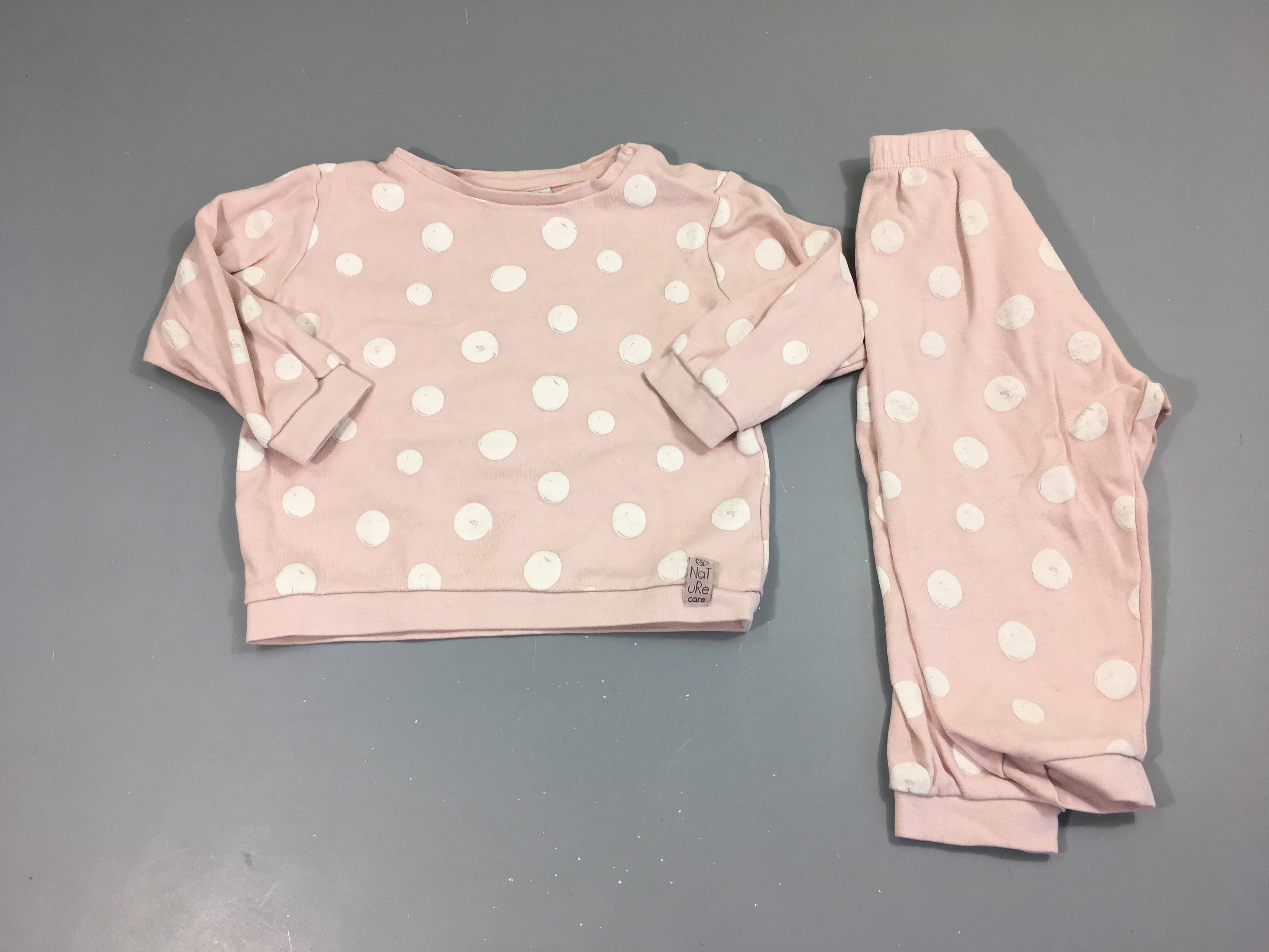 Pyjama 2 pcs molleton rose pois