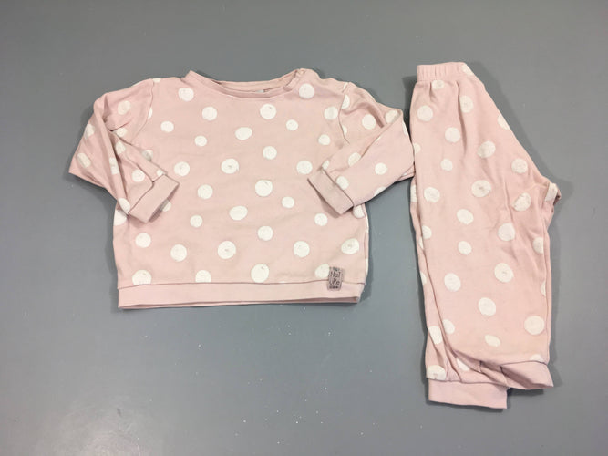 Pyjama 2 pcs molleton rose pois, moins cher chez Petit Kiwi