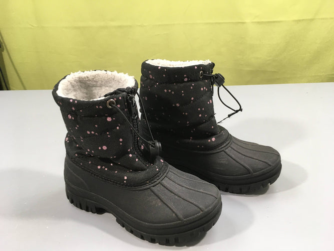 Bottes de neige noires pois roses irisés imperméables bas, moins cher chez Petit Kiwi