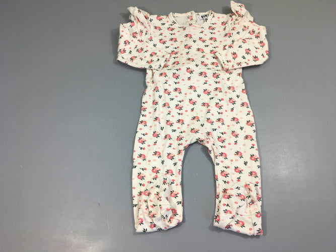 Pyjama jersey blanc lfeurs froufrous, Bub'l, moins cher chez Petit Kiwi