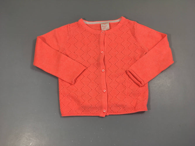 Gilet ajouré corail néon, moins cher chez Petit Kiwi