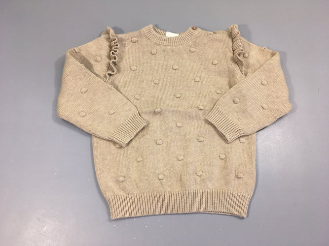 Pull beige plumetis, moins cher chez Petit Kiwi