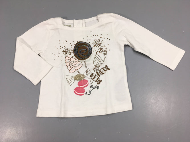 T-shirt m.l blanc Tea Party, moins cher chez Petit Kiwi