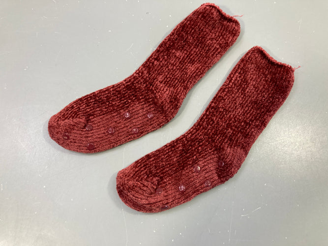 Chaussettes chenille bordeaux, moins cher chez Petit Kiwi