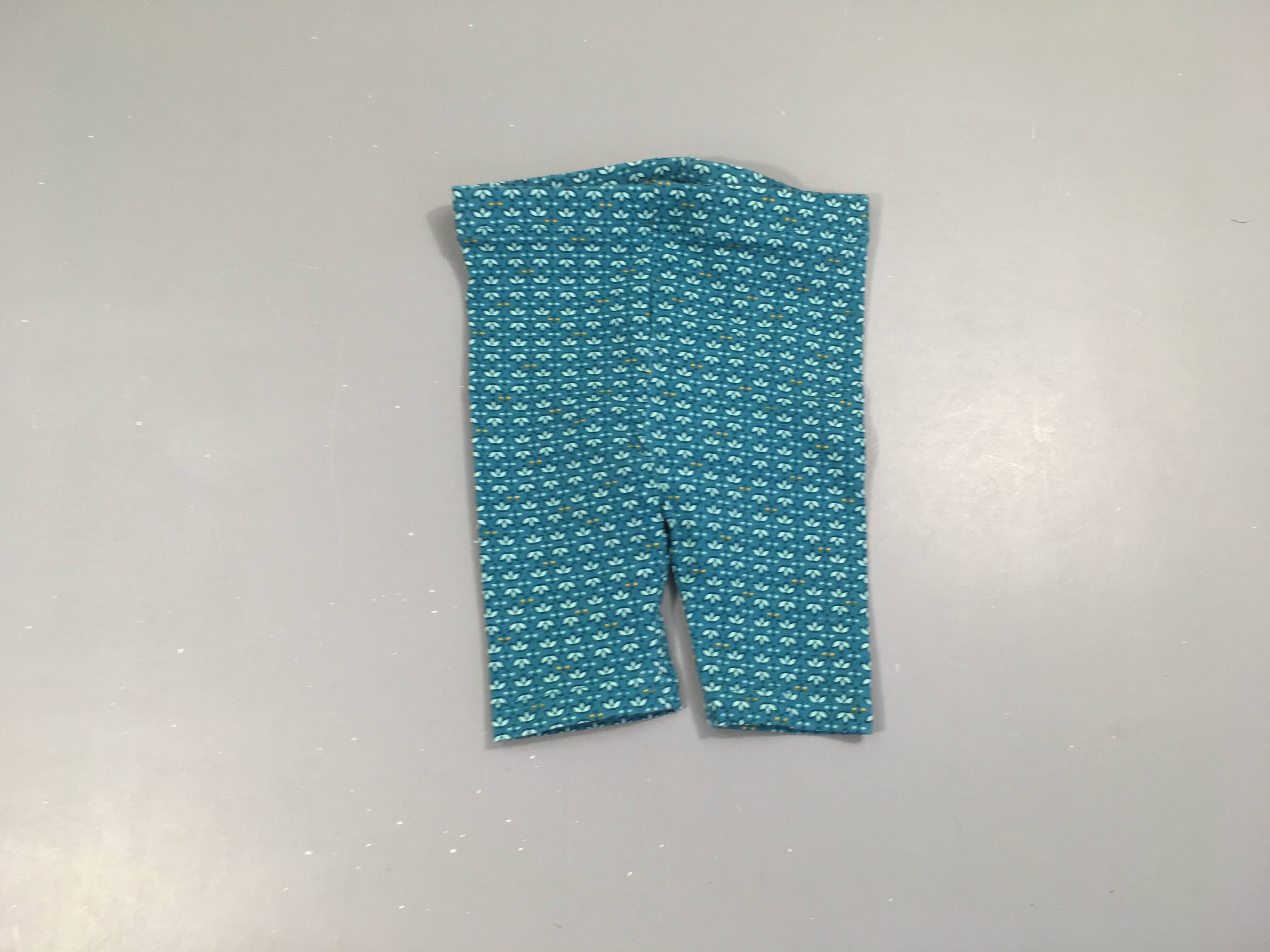 Legging court vert fleurs