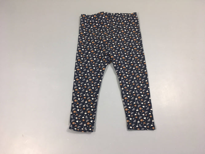 Legging bleu foncé fleurs, moins cher chez Petit Kiwi