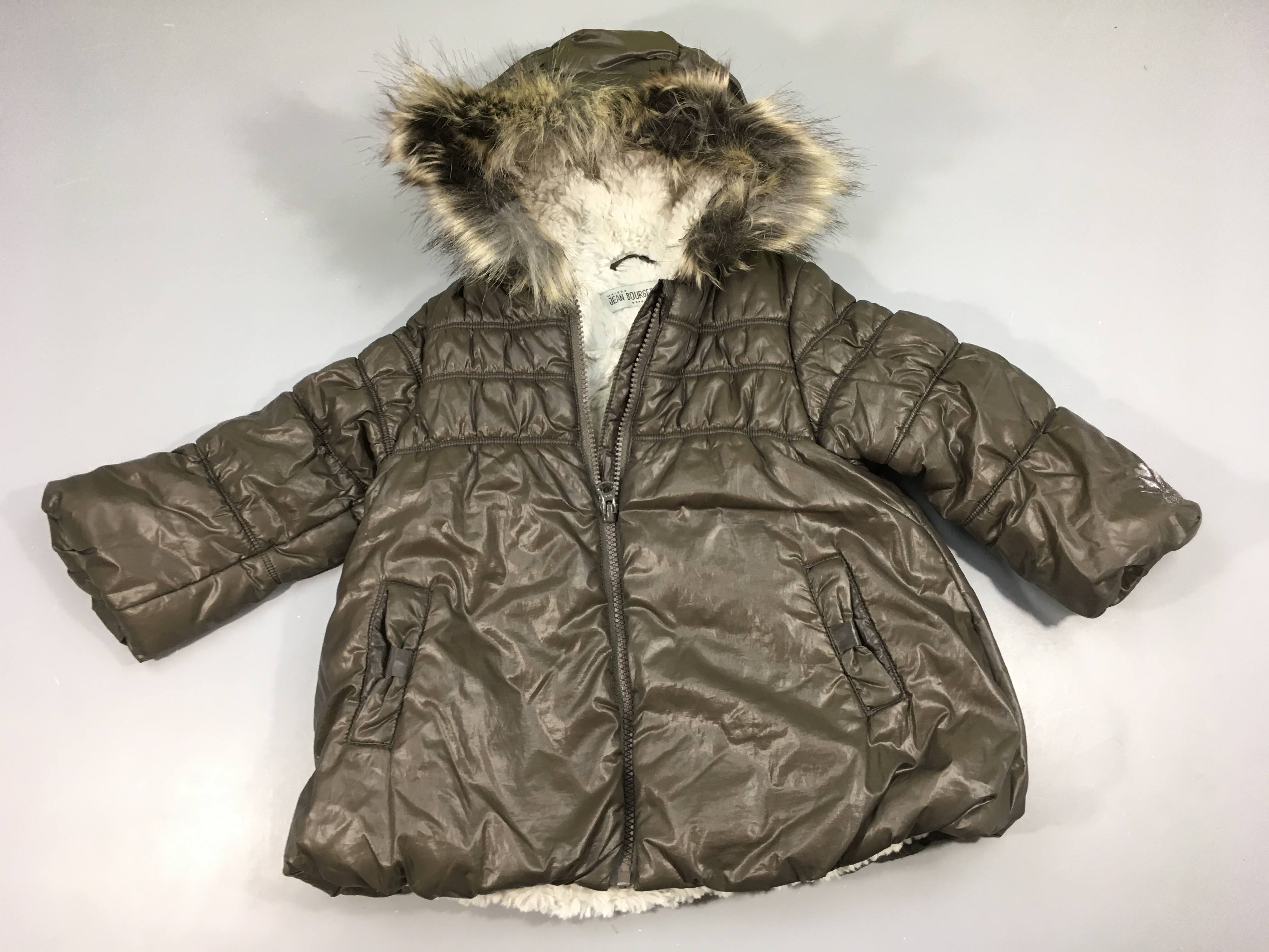 Veste à capuche taupe doublée peluche à capuche fausse fourrure