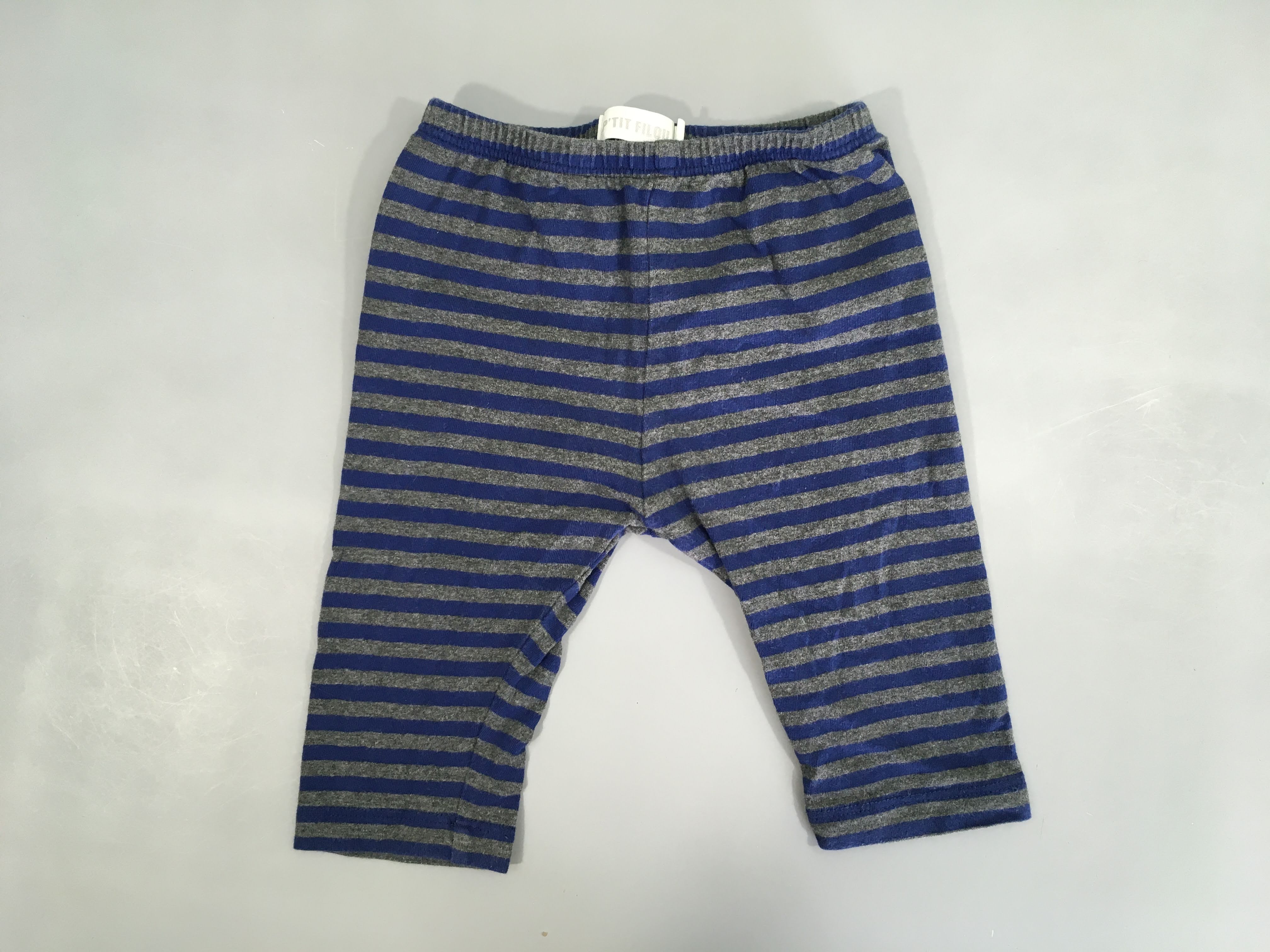 Legging court gris rayé bleu