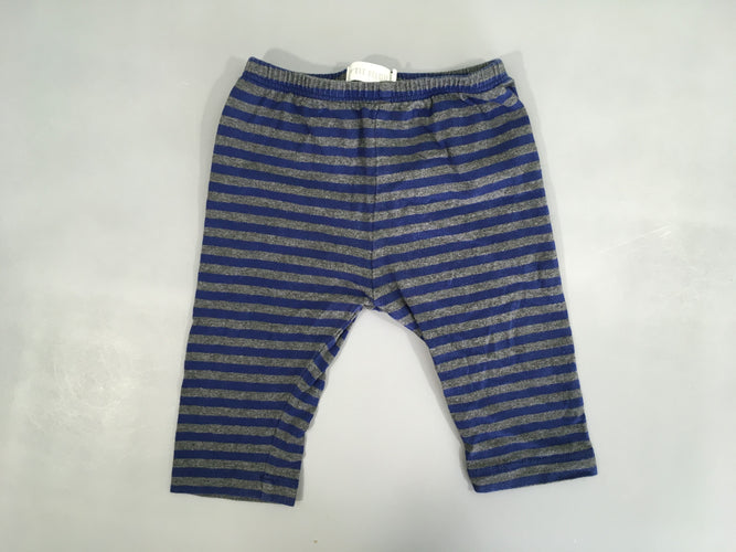 Legging court gris rayé bleu, moins cher chez Petit Kiwi