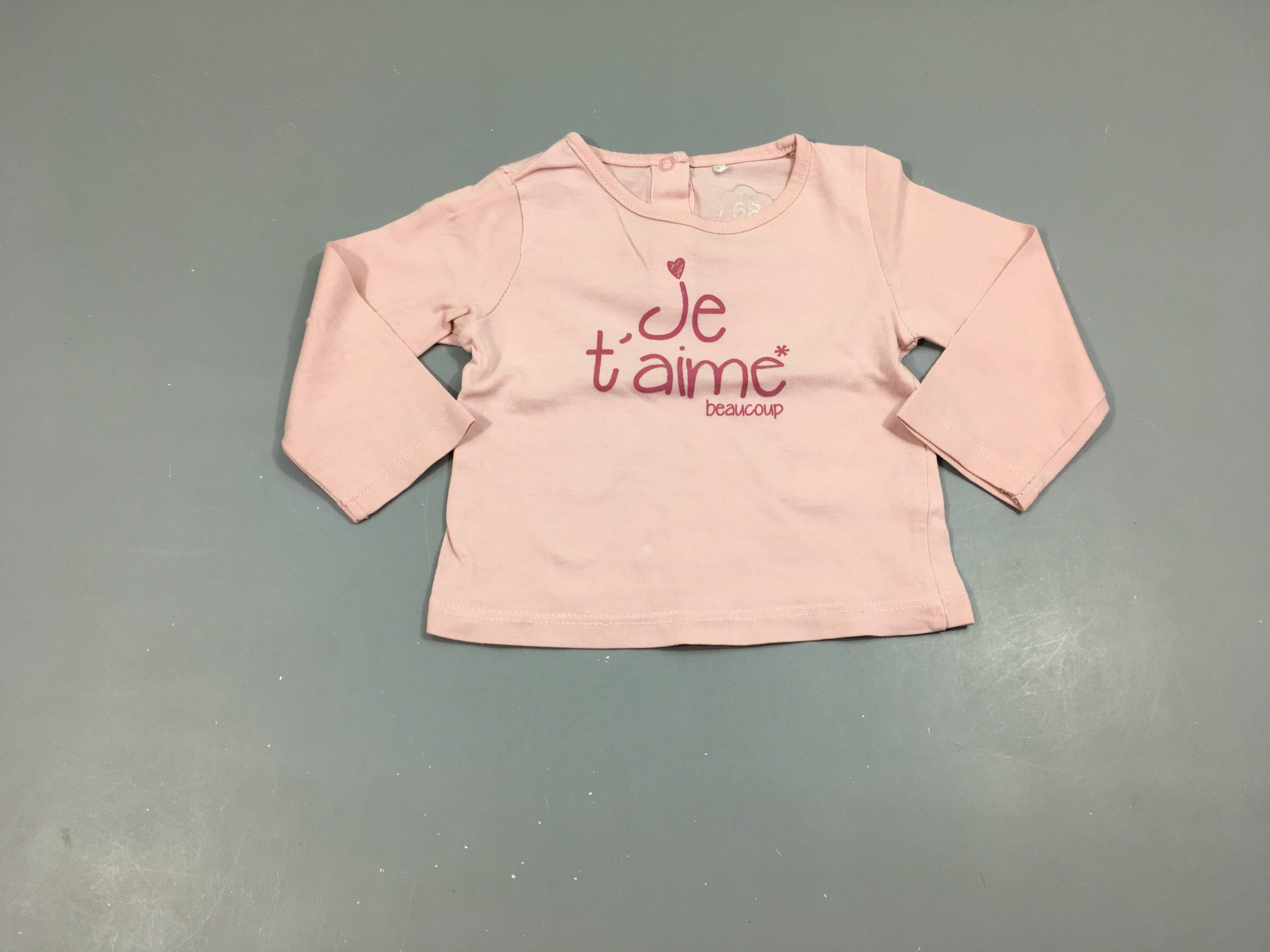 T-shirt m.l rose Je t'aime