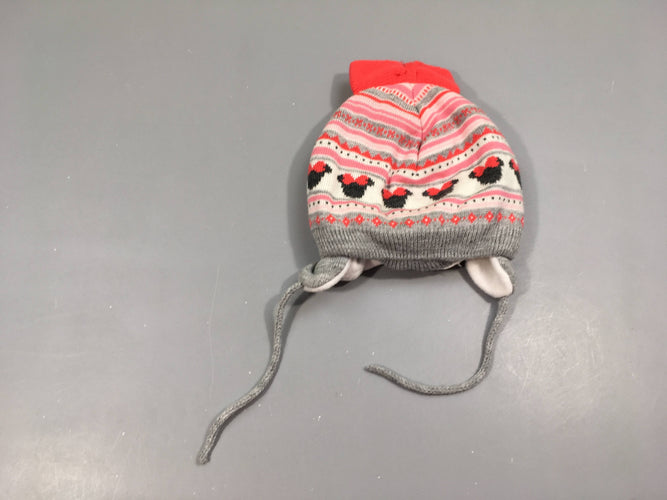 Bonnet motifs hiver Minnie noeud, 48-49cm, moins cher chez Petit Kiwi