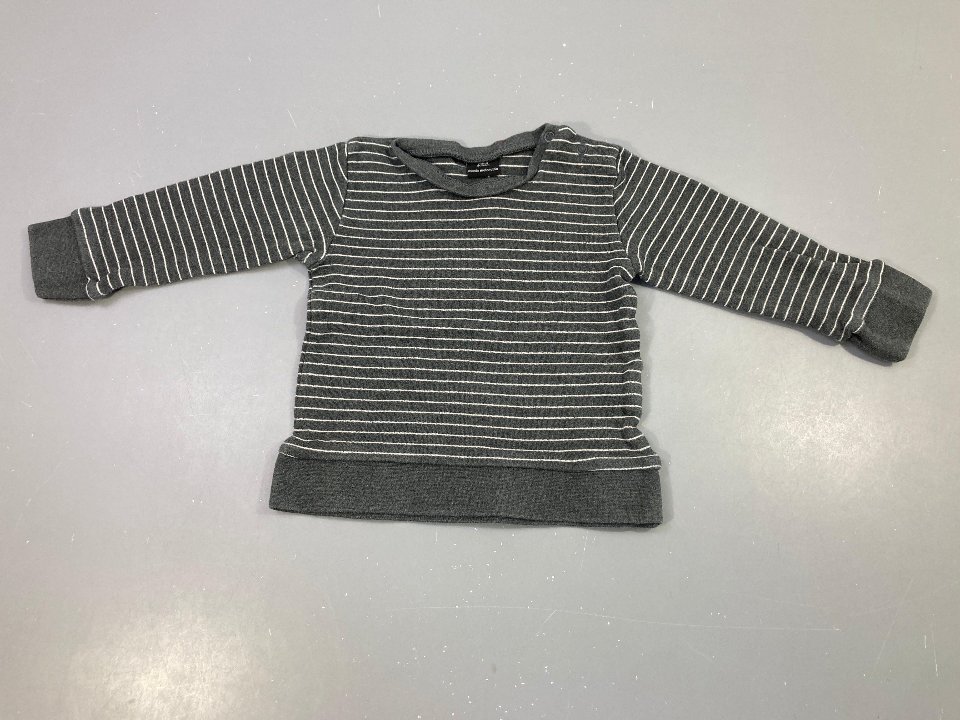 T-shirt m.l rayé gris foncé/blanc, légèrement bouloché
