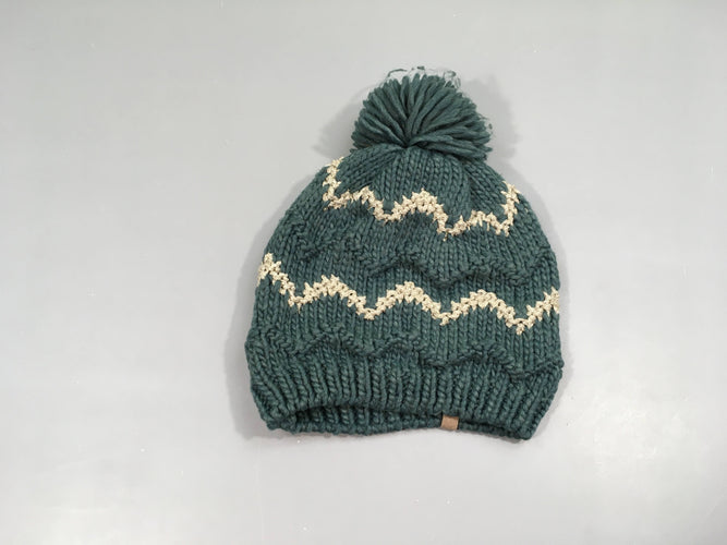 Bonnet vert/doré pompon, moins cher chez Petit Kiwi