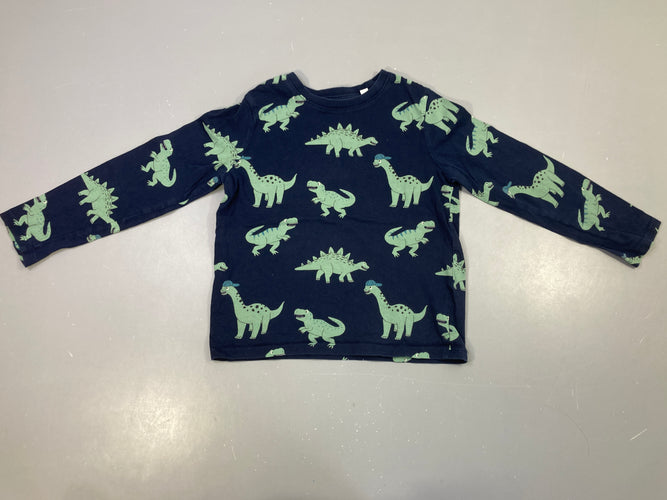 T-shirt m.l marine motif dinosaures verts, moins cher chez Petit Kiwi