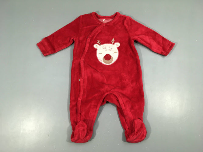 Pyjama velours rouge renne, moins cher chez Petit Kiwi