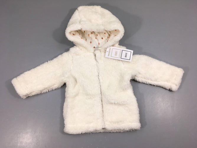 Neuf-veste peluche blanche doublée jersey, moins cher chez Petit Kiwi