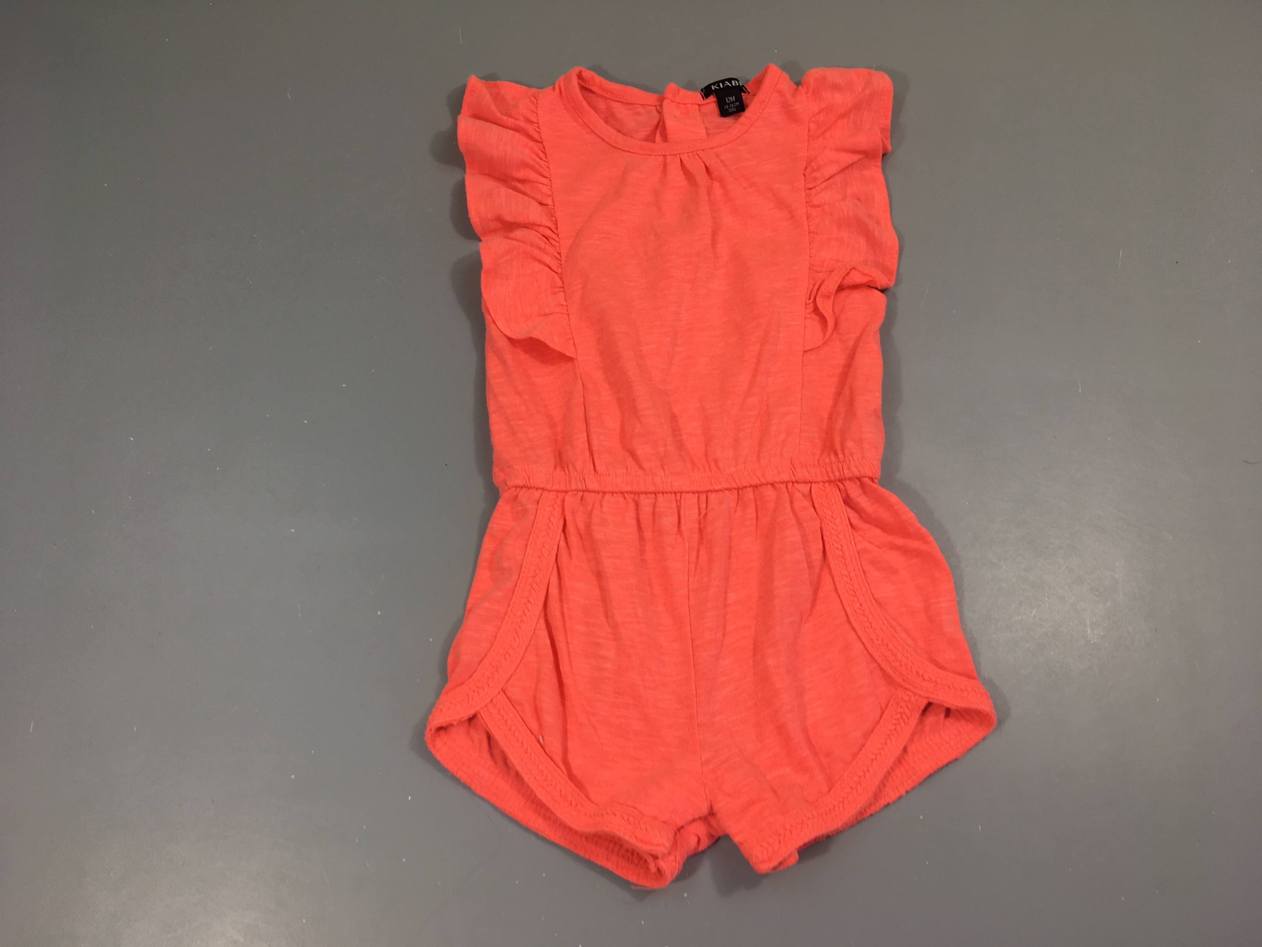 Combishort jersey corail néon flammé froufrous