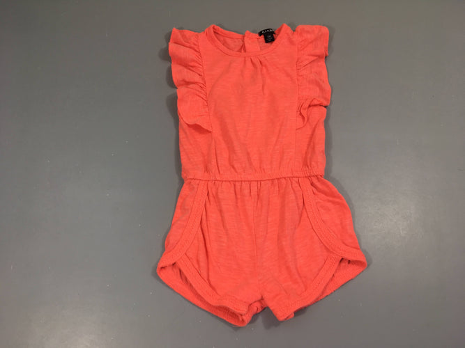 Combishort jersey corail néon flammé froufrous, moins cher chez Petit Kiwi