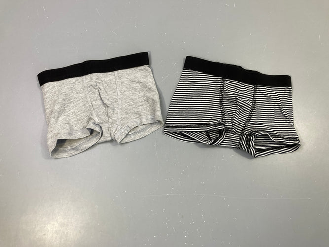 Lot 2 boxers gris et rayé noir/blanc, moins cher chez Petit Kiwi