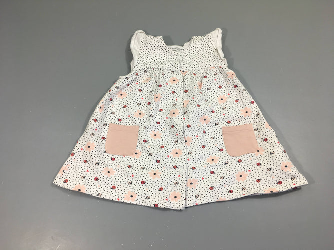 Robe m.c molleton blanc pois fleurs, moins cher chez Petit Kiwi