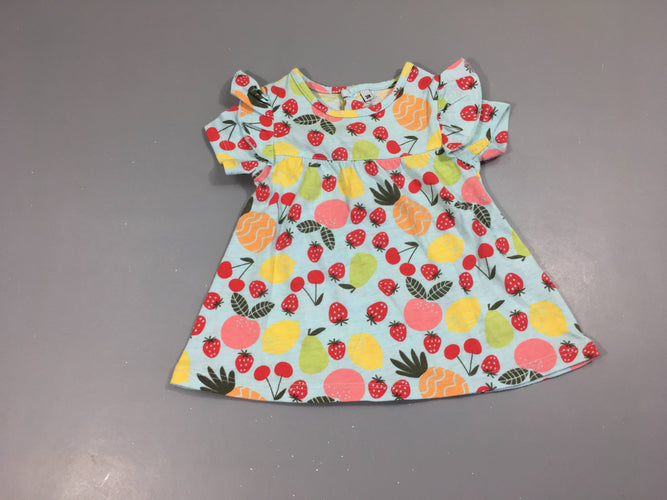 Robe m.c jersey bleu fruits, moins cher chez Petit Kiwi