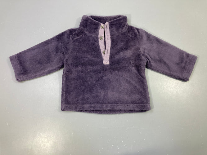 Pull velours violet à boutons, moins cher chez Petit Kiwi