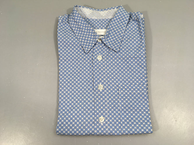 Chemise m.l blanc-bleu motifs carrés traits, moins cher chez Petit Kiwi