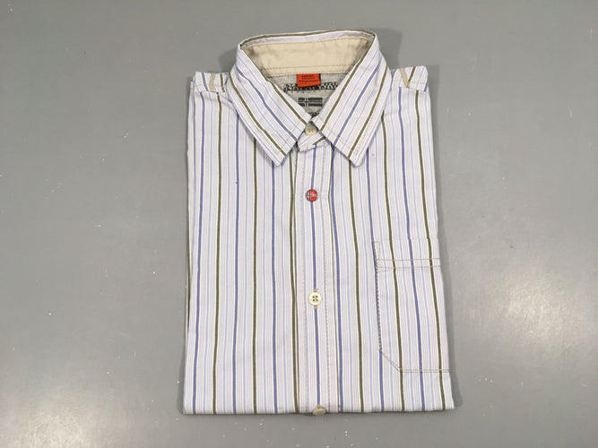 Chemise m.l blanc lignée bleu, moins cher chez Petit Kiwi