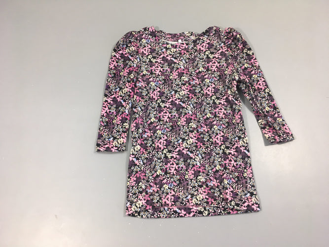 Robe m.l molleton mauve fleurs, moins cher chez Petit Kiwi