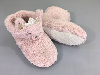 Pantoufles velours rose chat couronne, 30-31