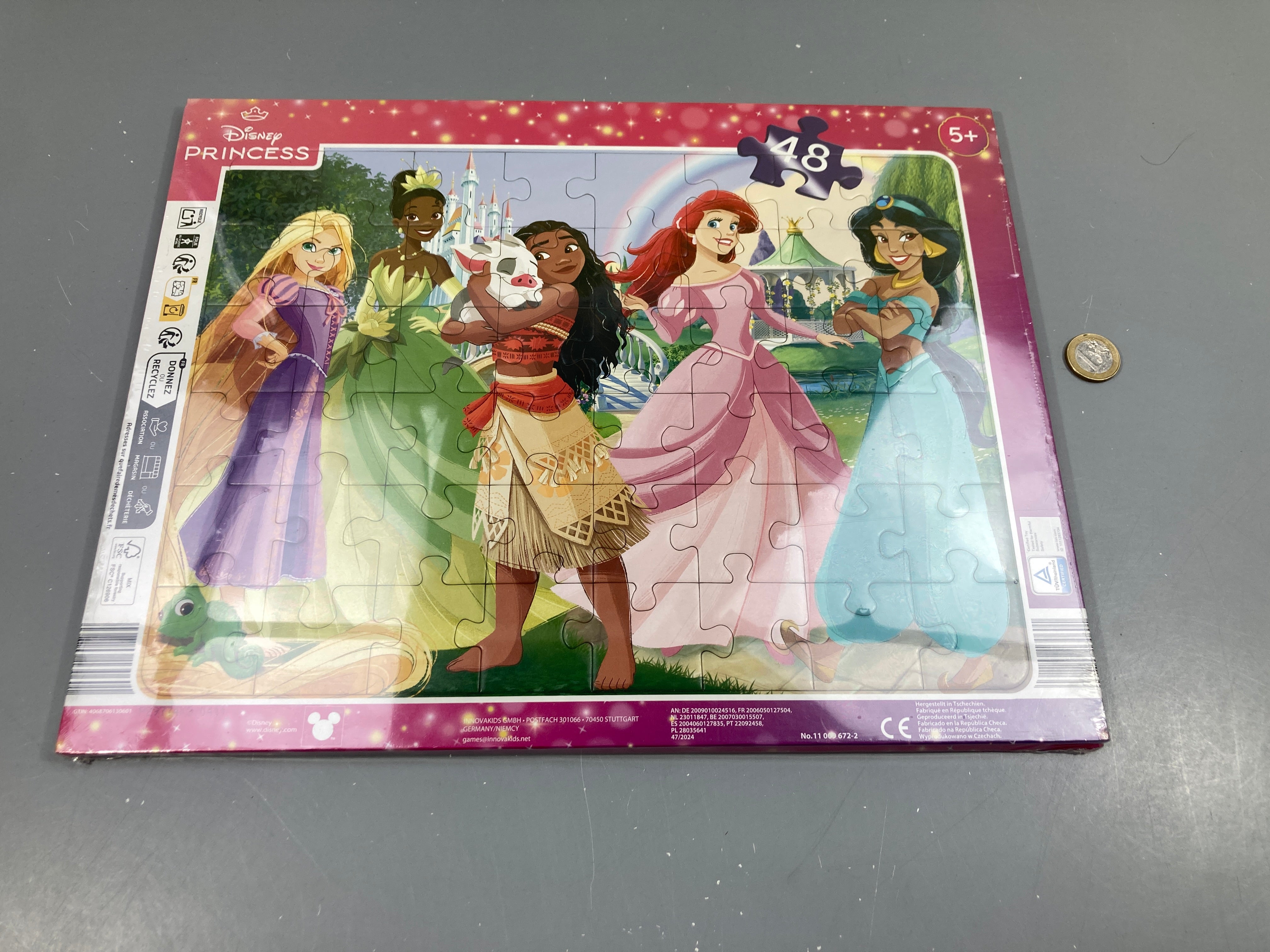 Neuf-Sous blister-2 Planches Puzzles cartonnées Princess Disney 48 pcs x 2 +5a