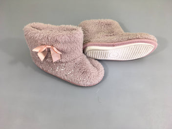 Pantoufles velours rose noeud, 29