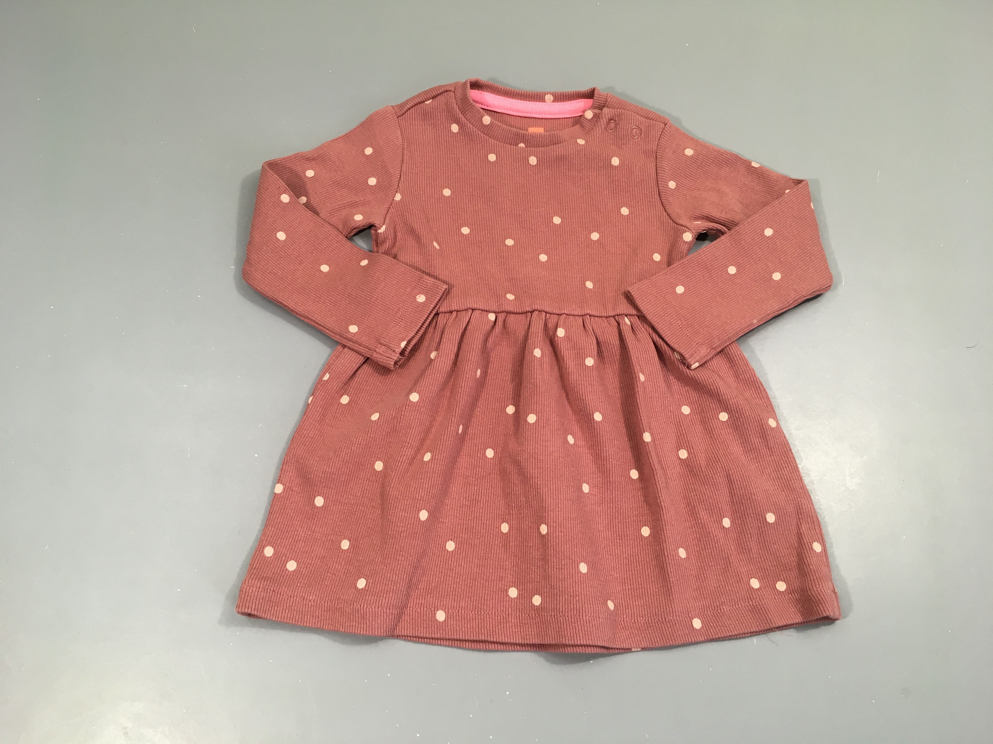 Robe m.l molleton côtes rose pois