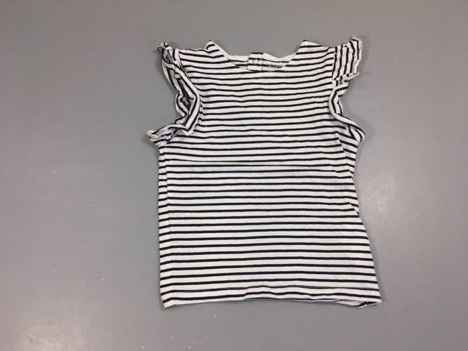 T-shirt m.c blanc rayé bleu marine, moins cher chez Petit Kiwi