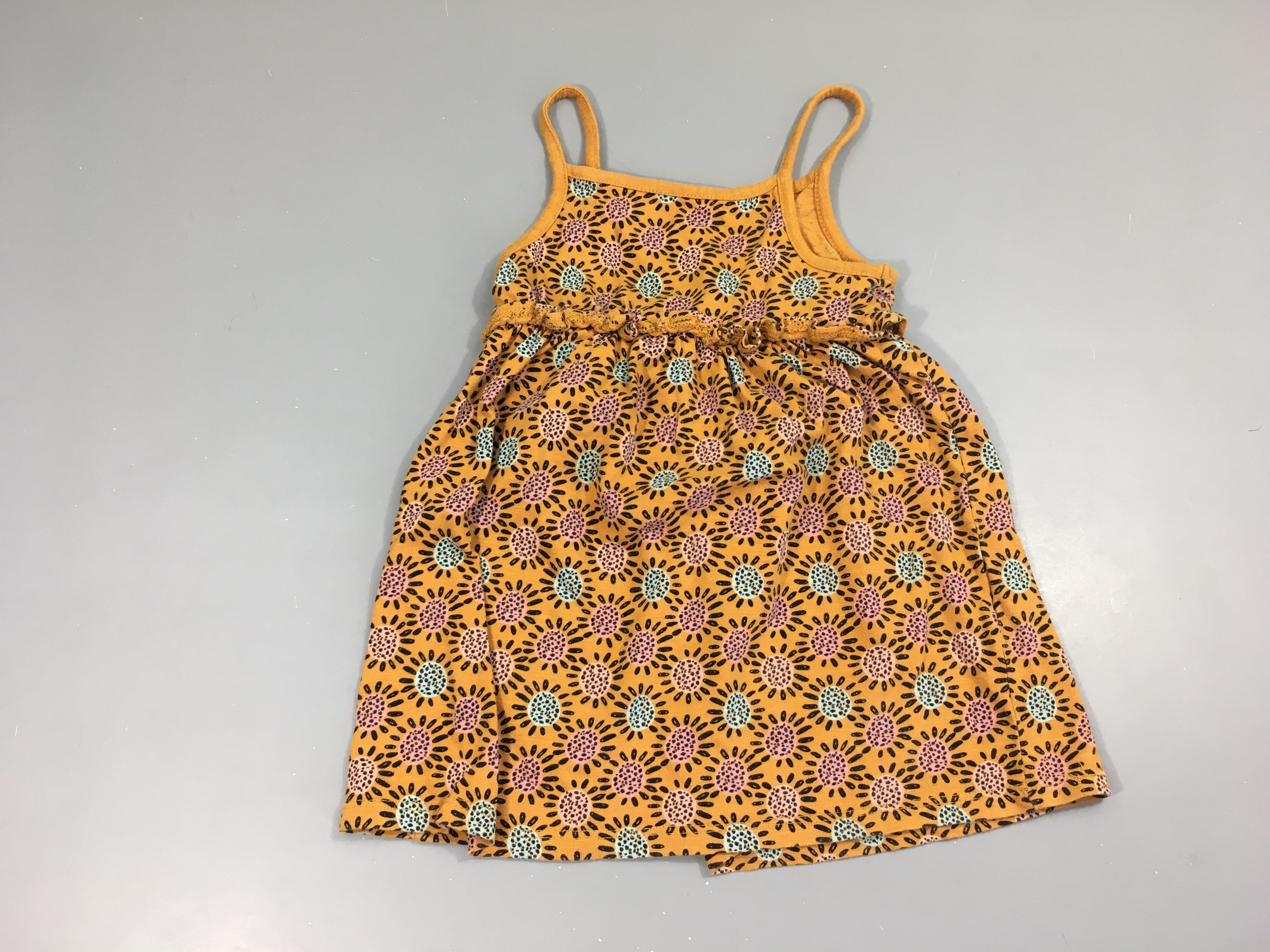 Robe jersey camel fleurs