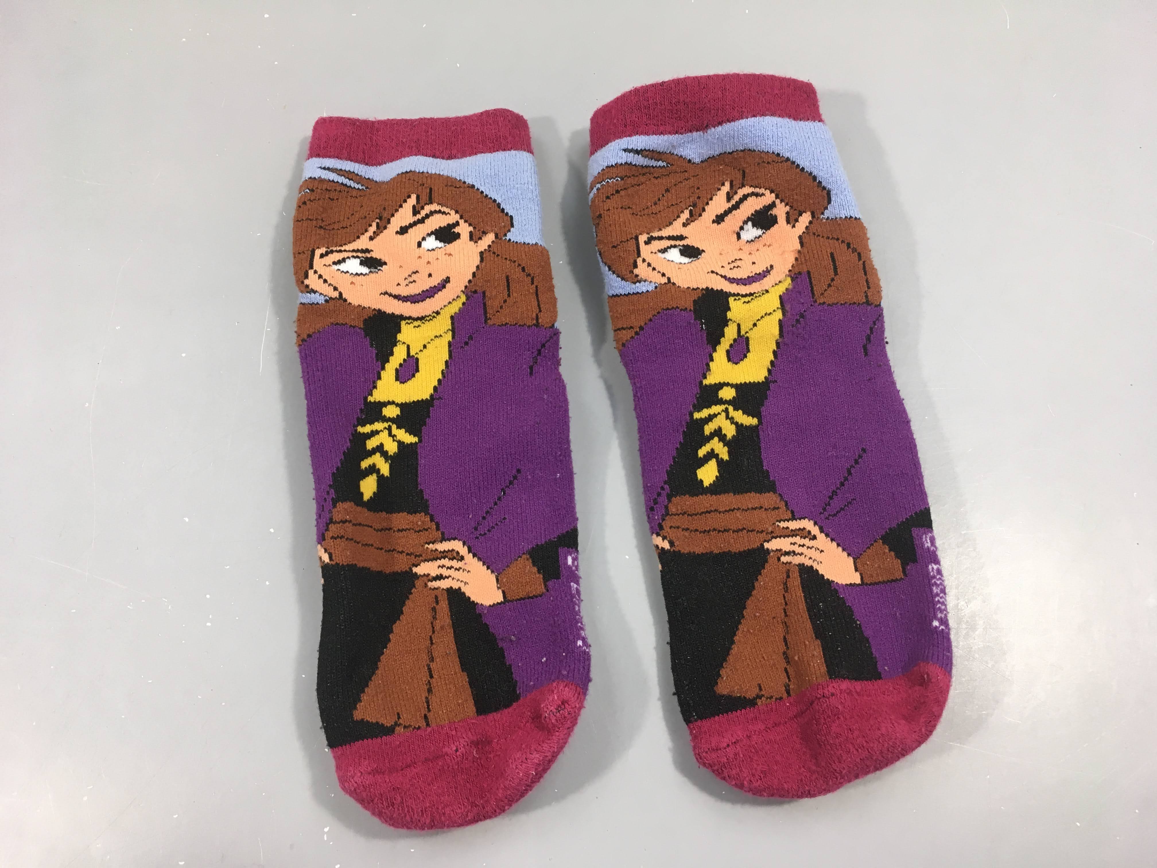 Chaussettes épaisses mauves anti-dérapant, princesse disney P 23-26