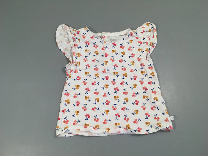 T-shirt m.c blanc cerises, moins cher chez Petit Kiwi