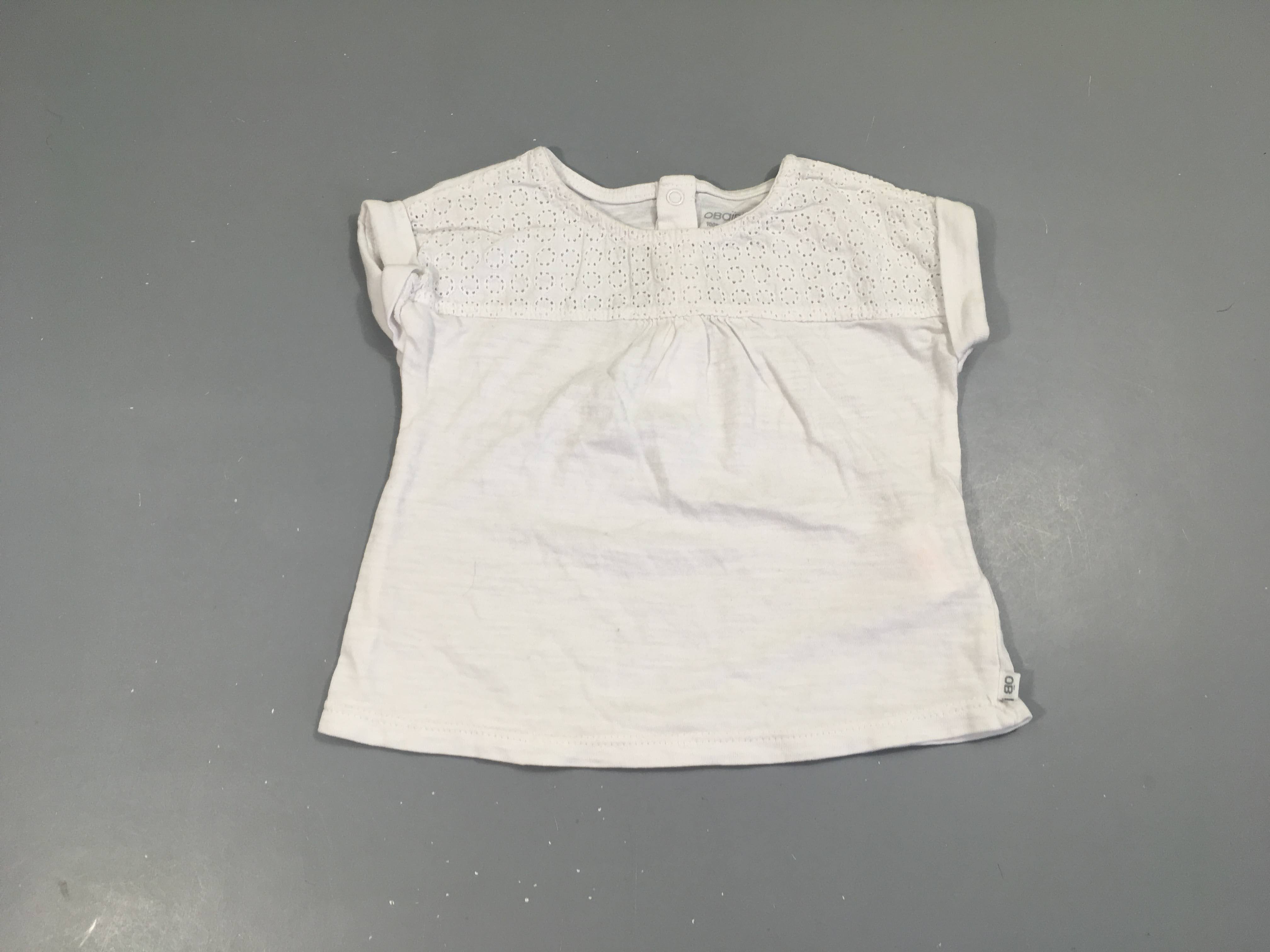 T-shirt m.c blanc flammé broderies