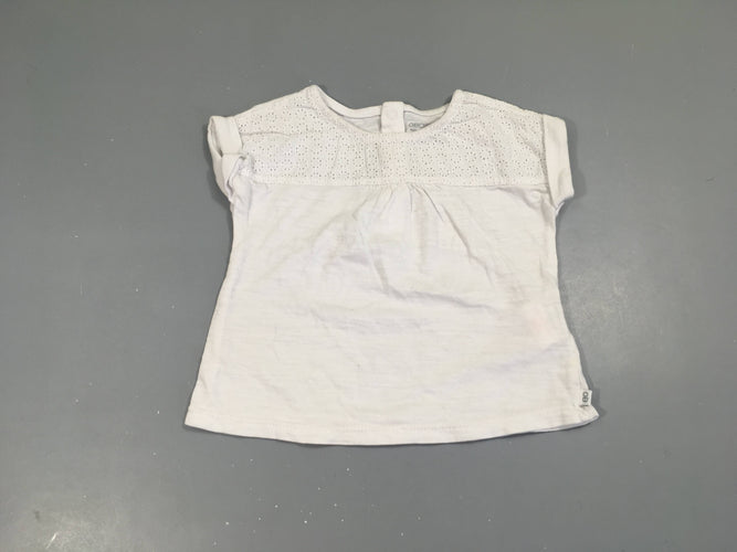 T-shirt m.c blanc flammé broderies, moins cher chez Petit Kiwi
