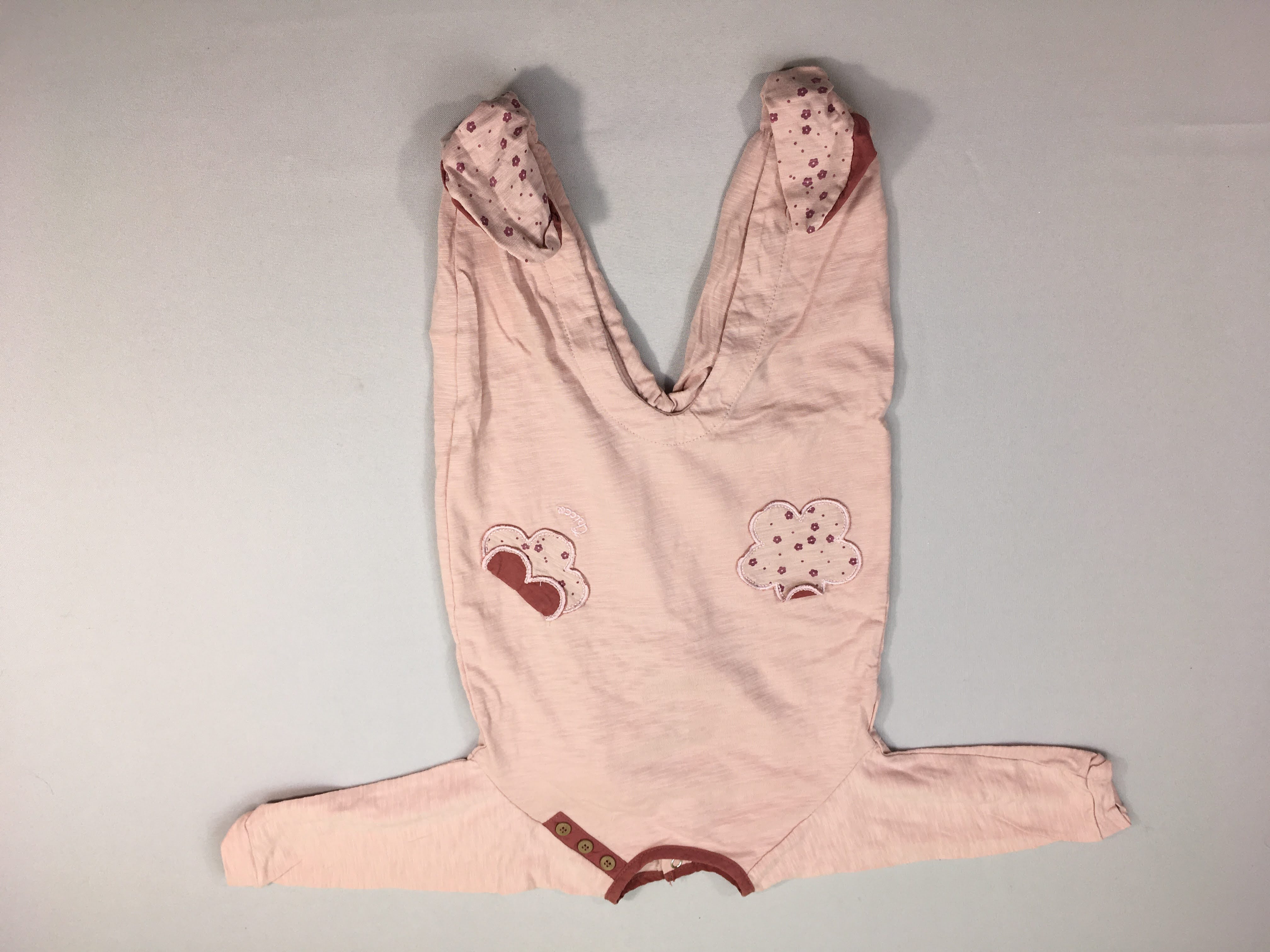 Pyjama jersey rose flammé fleurs