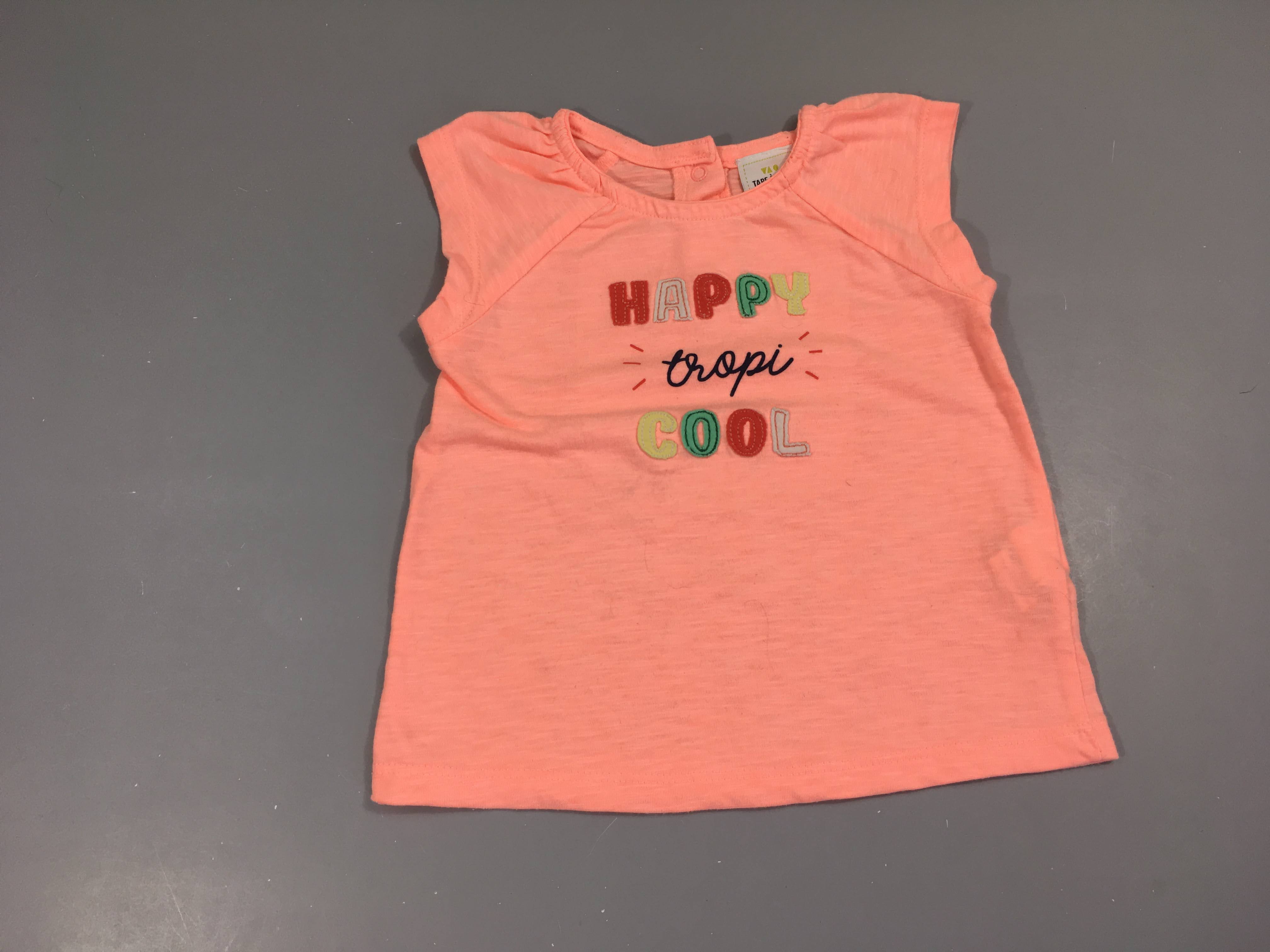 T-shirt m.c saumon néon flammé Happy