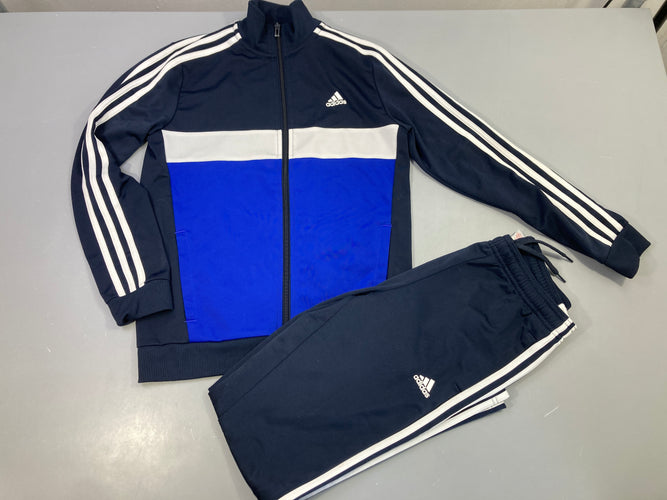 Ensemble training, bleu marine, blanc, bleu "Adidas", très légèrement bouloché, moins cher chez Petit Kiwi