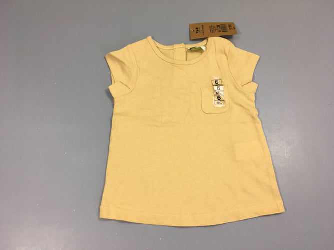 NEUF T-shirt m.c jaune poche, moins cher chez Petit Kiwi