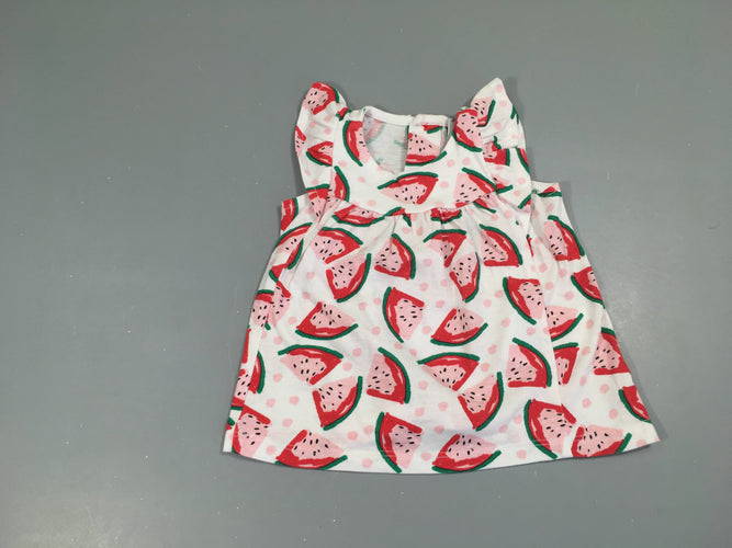Robe s.m jersey blanc pastèques, moins cher chez Petit Kiwi