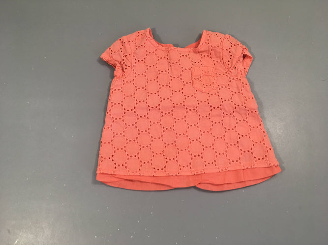 Blouse m.c rose broderies, moins cher chez Petit Kiwi
